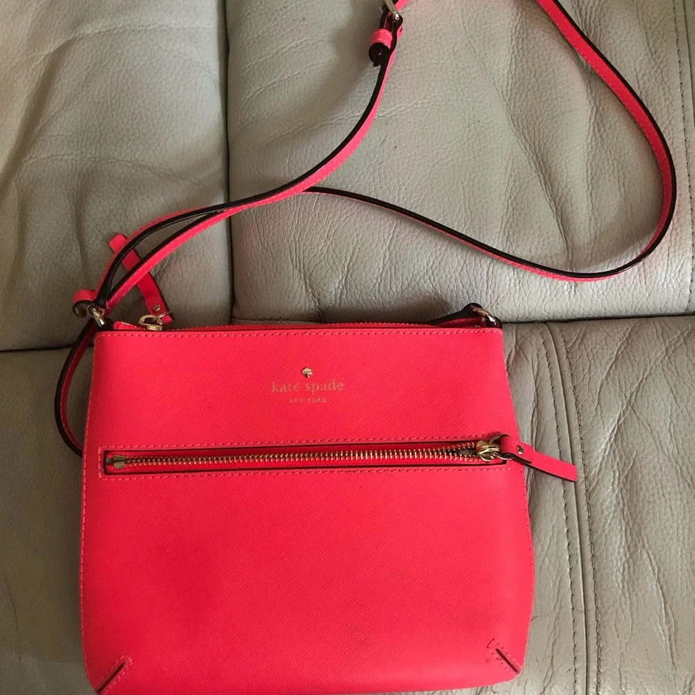 kate spade Hot Pink Saffiano Leather Crossbody with Gold Hardware